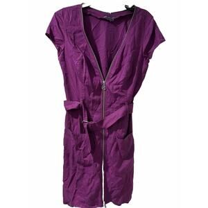 Armani Exchange Womens Purple Cap Sleeve Zip Up Lyocell Mini Dress 6 A003496